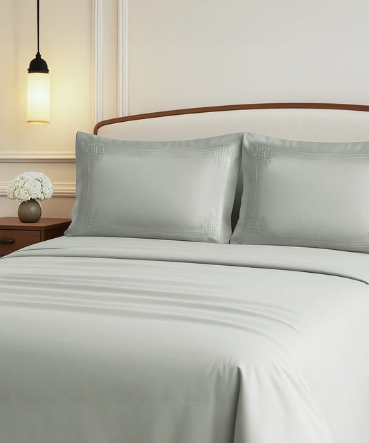 Nectarsoft Luxe Living Solid King Bedsheet Set, Windsor, Desert Sage|300 TC Cotton| 2 Pillow Cover
