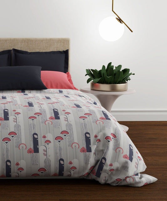 Utsav Queen Bedsheet Gift Set, Deco Daisy Pink| 120TC Cotton|2 Pillow Covers