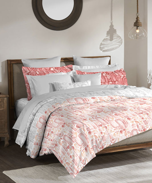 Classic King Bedsheet Set, Coraline Peach|200 TC Cotton| 2 Pillow Covers
