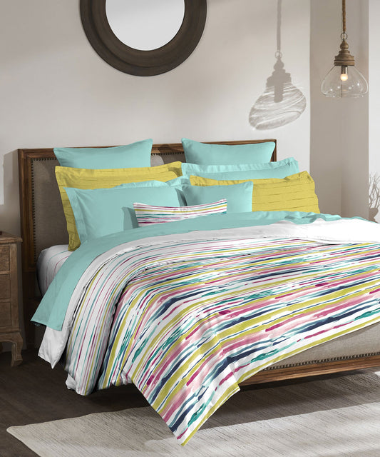 Classic King Bedsheet Set, Irene Lime|200 TC Cotton| 2 Pillow Covers
