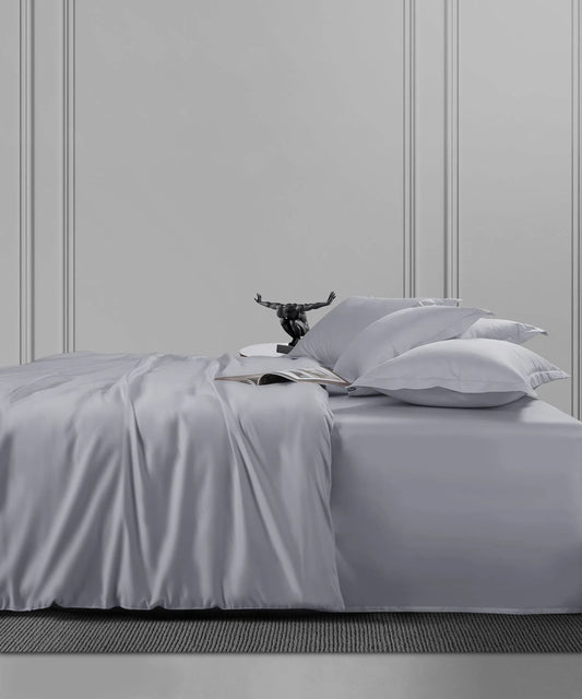 Nectarsoft King Solid Bedsheet Set, Light Grey| 600 TC Cotton| 4 Pillow Covers