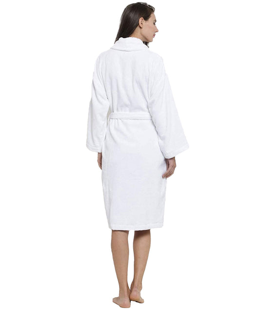 Soft Comfort Unisex Medium Bathrobe, Dream White| 300 GSM Cotton| Sheared Velvet Touch