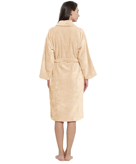 Soft Comfort Unisex Large Bathrobe, Bleached Sand| 300 GSM Cotton| Sheared Velvet Touch