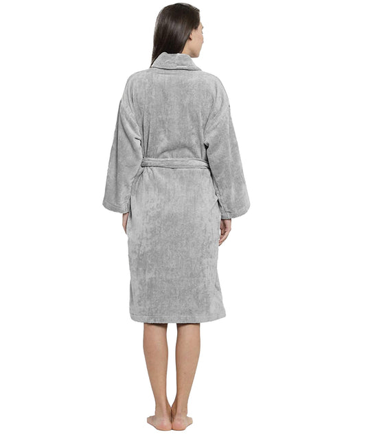 Soft Comfort Unisex Large Bathrobe, Real Steel| 300 GSM Cotton| Sheared Velvet Touch