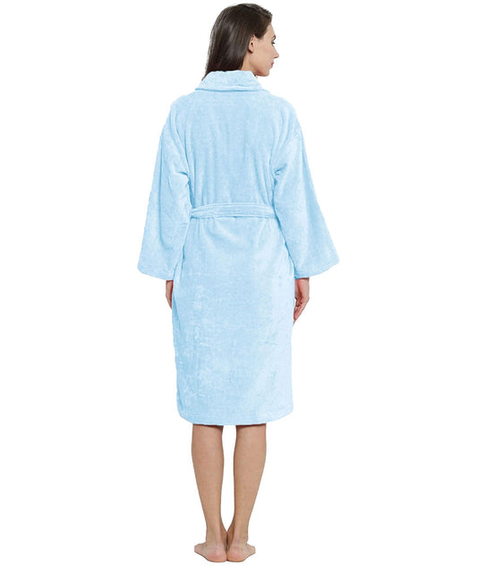 Soft Comfort Unisex Large Bathrobe, Pure Aqua| 300 GSM Cotton| Sheared Velvet Touch