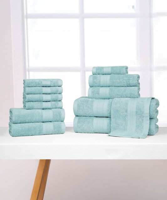 Soft Comfort 12Pc Towel Set, Nile Blue|509 GSM Cotton|Air Rich Technology