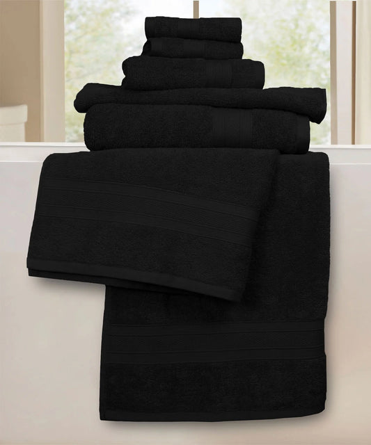 Soft Comfort 6Pc Towel Set, Black|509 GSM Cotton|Air Rich Technology