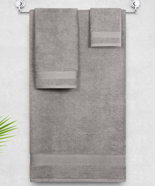 Soft Comfort 3Pc Towel Set, Charcoal|509 GSM Cotton|Air Rich Technology