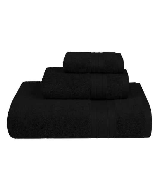 Soft Comfort 3Pc Towel Set, Black|509 GSM Cotton|Air Rich Technology
