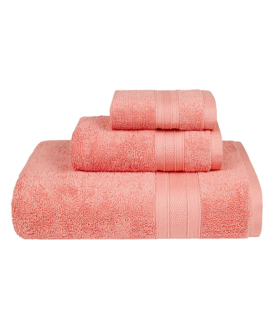 Soft Comfort 3Pc Towel Set, Coral Haze|509 GSM Cotton|Air Rich Technology