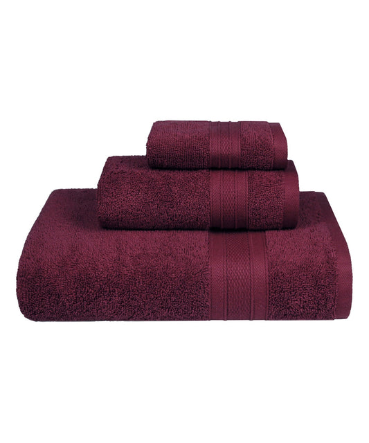 Soft Comfort 3Pc Towel Set, Red Wine|509 GSM Cotton|Air Rich Technology