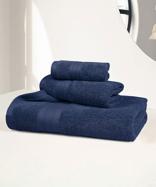 Soft Comfort, 3Pc Set,Air Rich Technology Towel Set ,509 GSM,Navy