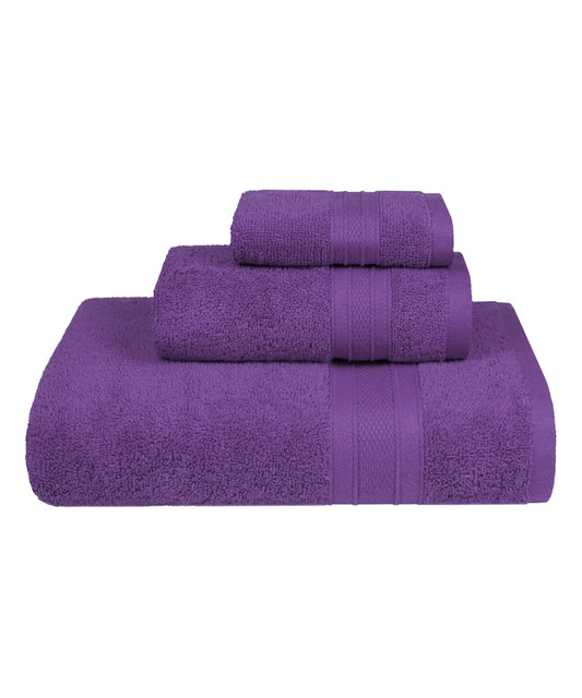 Soft Comfort 3Pc Towel Set, Plum|509 GSM Cotton|Air Rich Technology
