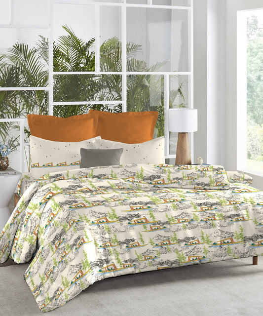 Atulaya Bharat King Bedsheet Set, Kashmir Ki Kali|144 TC Cotton|2 Pillow Covers