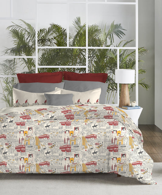 Atulaya Bharat King Bedsheet Set, Mumbai Meri Jaan|144 TC Cotton|2 Pillow Covers
