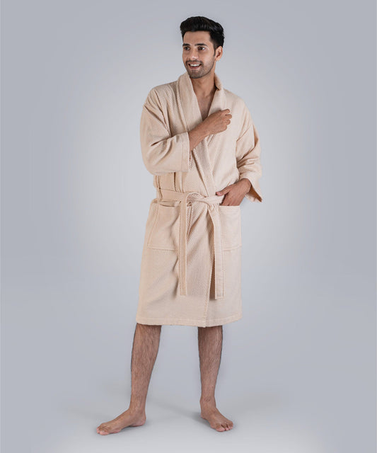 Urban Comfort Unisex Medium Bathrobe, Sand | 240 GSM Cotton