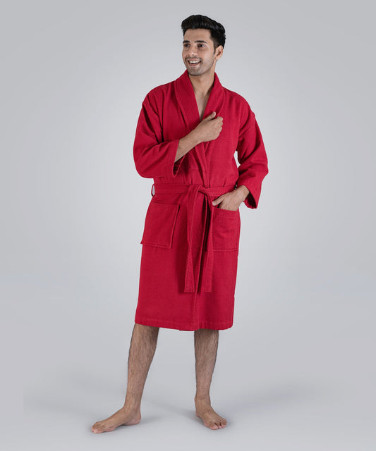Urban Comfort Unisex Medium Bathrobe, Tango Red | 240 GSM Cotton