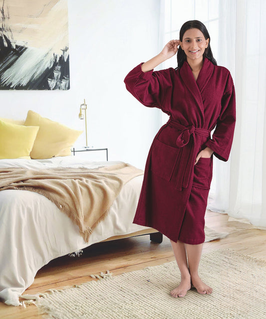 Urban Comfort Unisex Large Bathrobe, Wine| 240 GSM Cotton