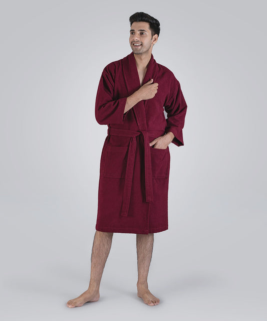 Urban Comfort Unisex Medium Bathrobe, Wine | 240 GSM Cotton