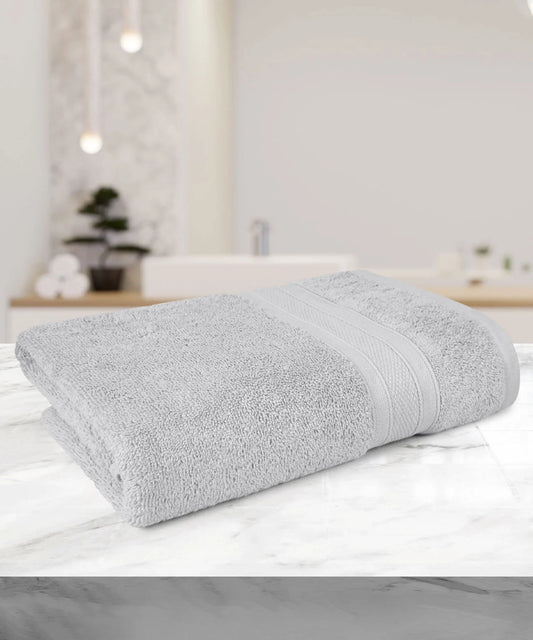 Soft Comfort 1Pc Bath Towel, Silver|509 GSM Cotton|Air Rich Technology
