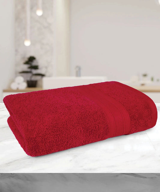 Soft Comfort 1Pc Bath Towel, Crimson Red|509 GSM Cotton|Air Rich Technology