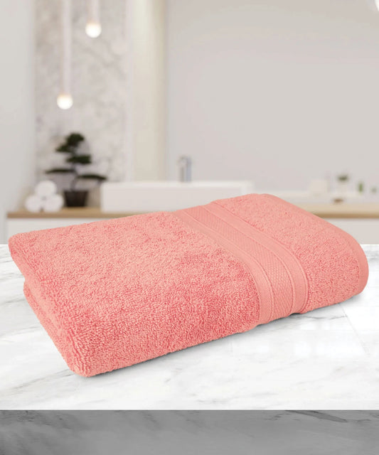 Soft Comfort 1Pc Bath Towel, Coral|509 GSM Cotton|Air Rich Technology