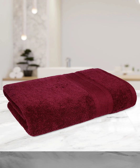 Soft Comfort 1Pc Bath Towel ,Red Wine|509 GSM Cotton|Air Rich Technology