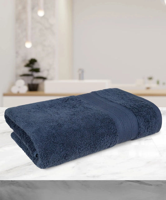 Soft Comfort 1Pc Bath Towel Set,Navy Blue|509 GSM Cotton|Air Rich Technology