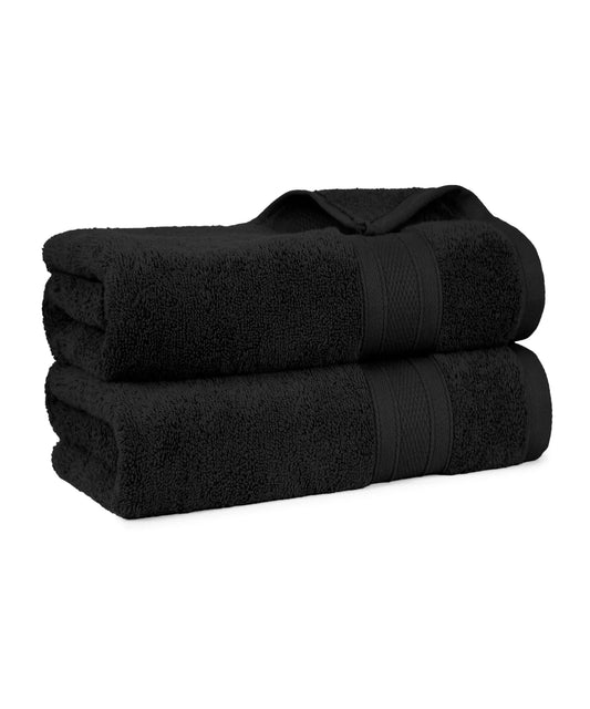Soft Comfort 2Pc Bath Towel Set, Black|509 GSM Cotton|Air Rich Technology