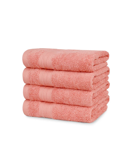 Soft Comfort 4Pc Hand Towel Set, Coral|509 GSM Cotton|Air Rich Technology
