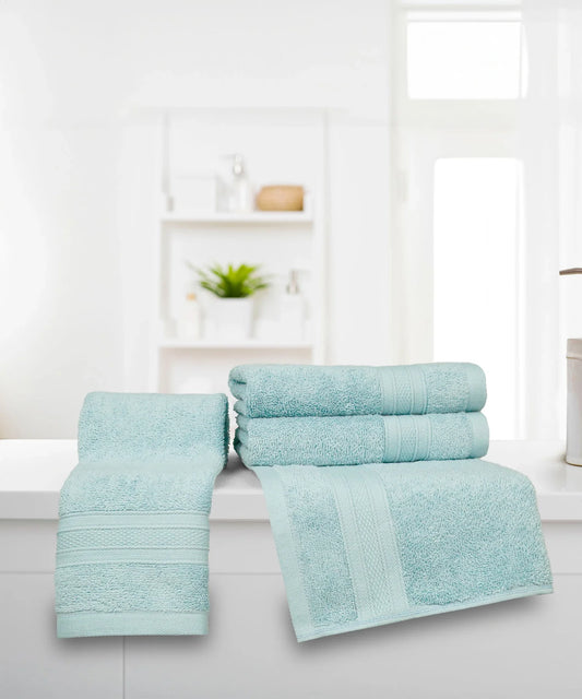 Soft Comfort 4Pc Hand Towel Set, Nile Blue|509 GSM Cotton|Air Rich Technology