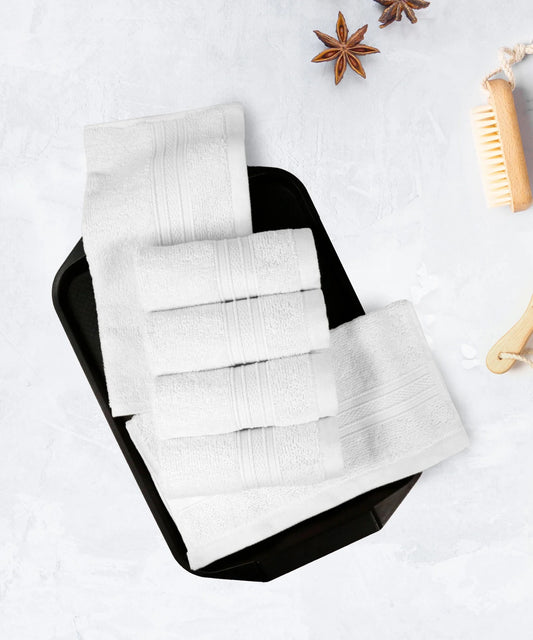Soft Comfort 6Pc Face Towel Set, Acron,White|509 GSM Cotton|Air Rich Technology