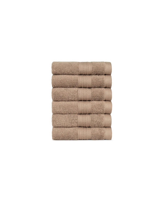 Soft Comfort 6Pc Face Towel Set, Acron,Brown|509 GSM Cotton|Air Rich Technology