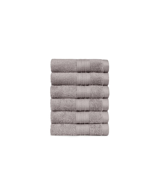Soft Comfort 6Pc Face Towel Set, Charcoal|509 GSM Cotton|Air Rich Technology