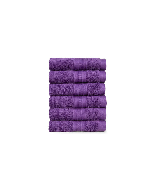 Soft Comfort 6Pc Face Towel Set,Plum,Purple|509 GSM Cotton|Air Rich Technology