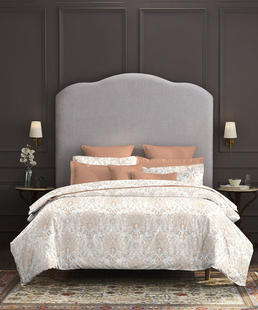 Nectarsoft King Bedsheet Set, Agatha Terracotta|400 TC Cotton| 4 Pillow Cover