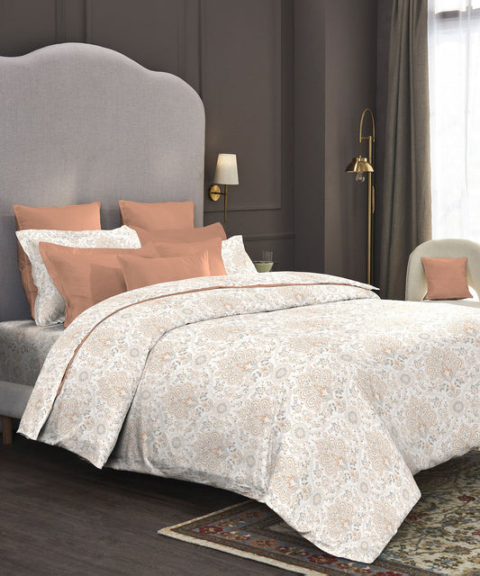 Nectarsoft King Bedsheet Set, Agatha Terracotta|400 TC Cotton| 4 Pillow Cover