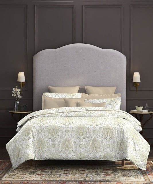 Nectarsoft King Bedsheet Set, Agatha Beige|400 TC Cotton| 4 Pillow Cover