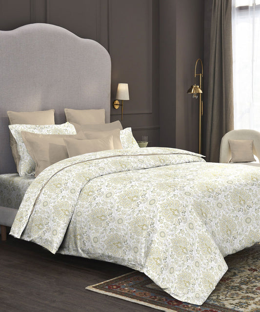 Nectarsoft King Bedsheet Set, Agatha Beige|400 TC Cotton| 4 Pillow Cover