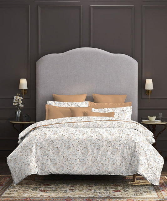 Nectarsoft King Bedsheet Set, Adelia Beige|400 TC Cotton| 4 Pillow Cover