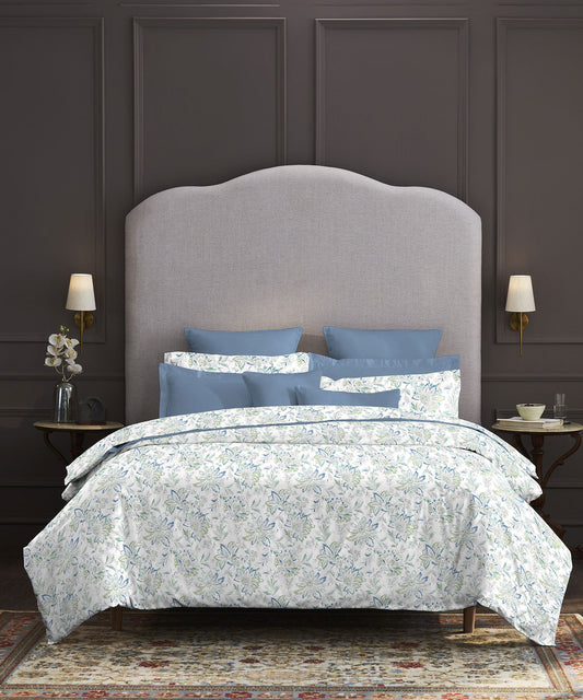 Nectarsoft King Bedsheet Set, Adelia Aqua|400 TC Cotton| 4 Pillow Cover