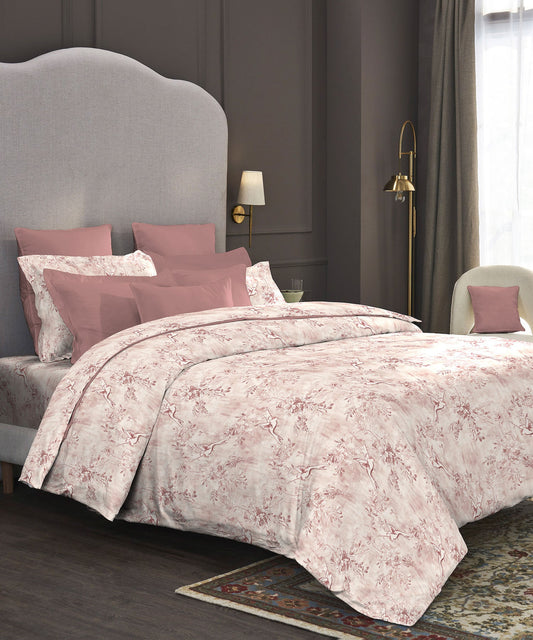 Nectarsoft King Bedsheet Set, Willow Mauve|400 TC Cotton| 4 Pillow Cover