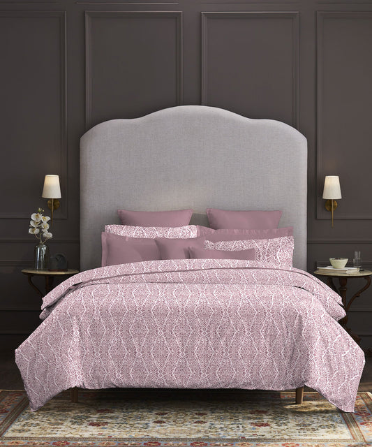 Nectarsoft King Bedsheet Set, Silas Pink|400 TC Cotton| 4 Pillow Cover