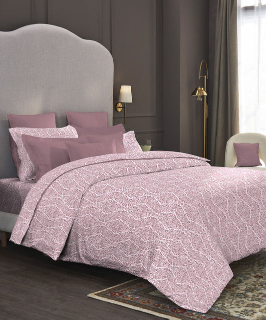 Nectarsoft King Bedsheet Set, Silas Pink|400 TC Cotton| 4 Pillow Cover