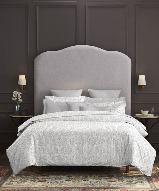 Nectarsoft King Bedsheet Set, Silas Grey|400 TC Cotton| 4 Pillow Cover