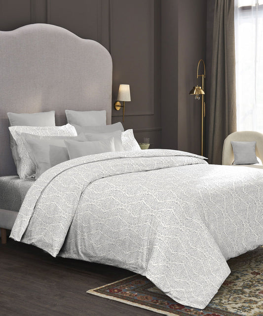 Nectarsoft King Bedsheet Set, Silas Grey|400 TC Cotton| 4 Pillow Cover