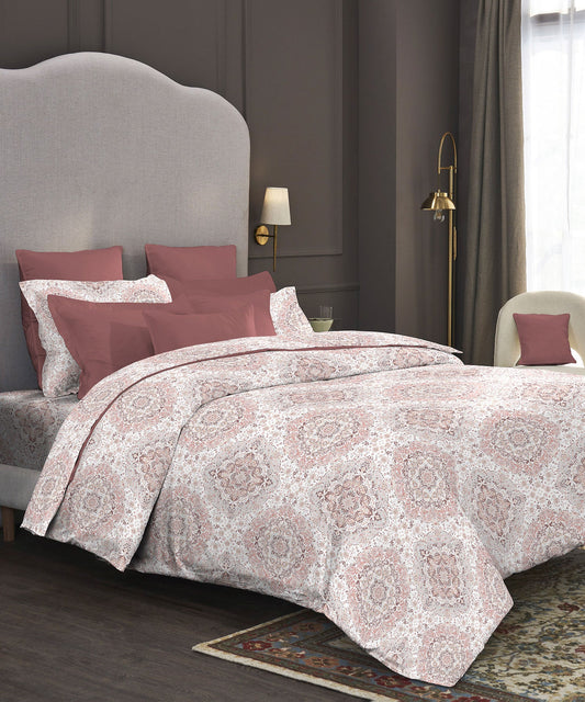 Nectarsoft King Bedsheet Set, Matilda Wine|400 TC Cotton| 4 Pillow Cover
