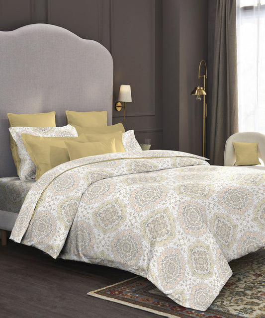 Nectarsoft King Bedsheet Set, Matilda Olive|400 TC Cotton| 4 Pillow Cover