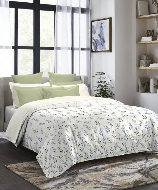 Indulgence King Bedsheet Set, Alexa Olive|300 TC Cotton|4 Pillow Covers