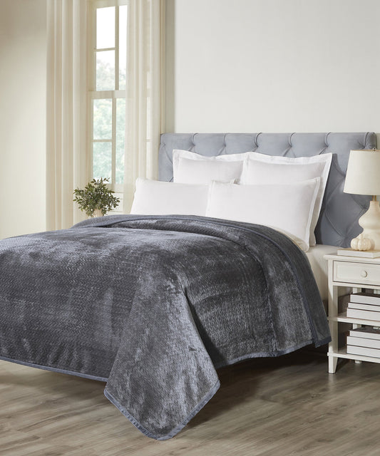 Home Essentials Style Me Jacquard Double Blanket, 290GSM, Charcoal